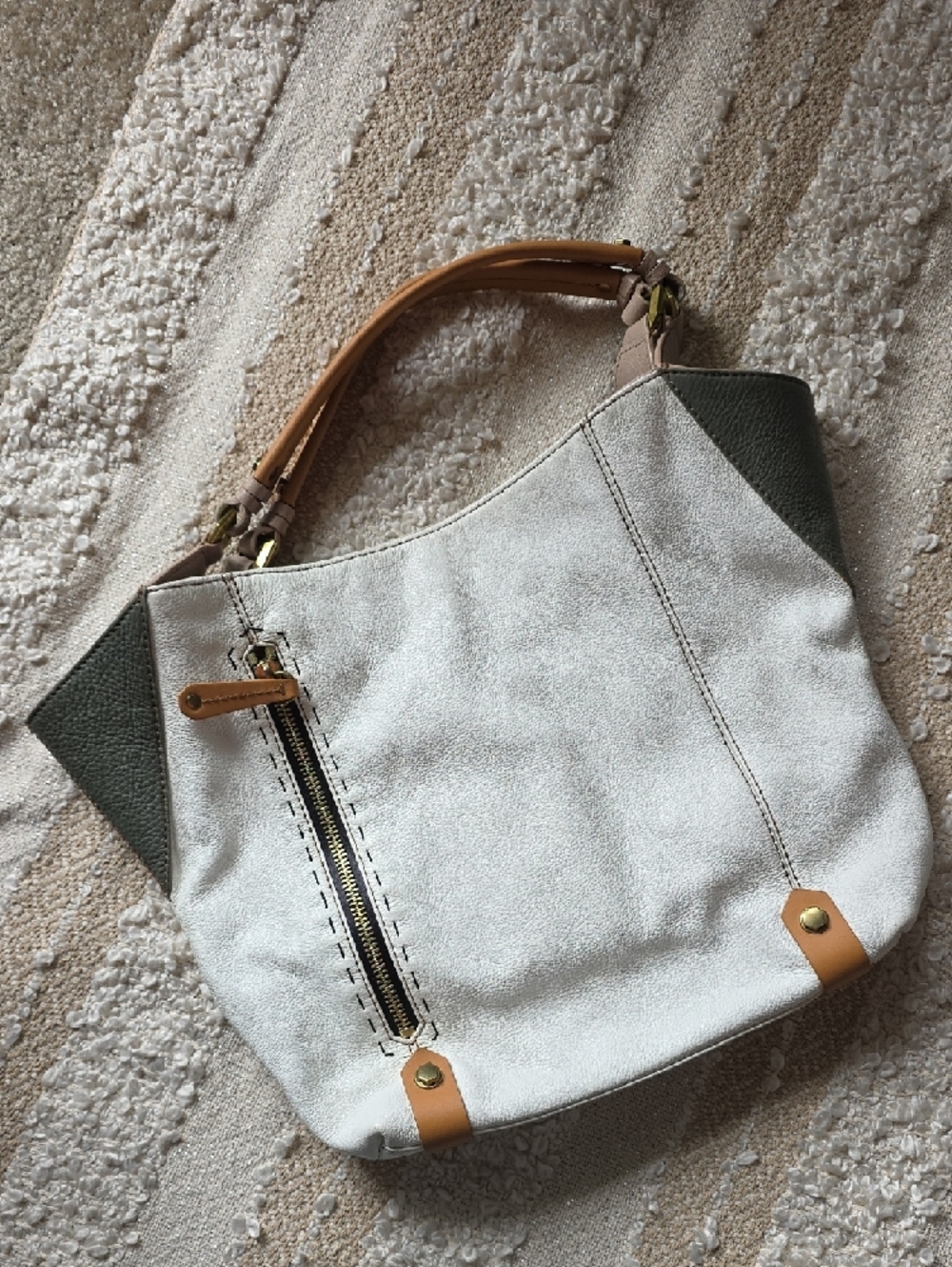 orYANY White, Taupe and Tan Leather Shoulder Bag - Picture 3 of 15